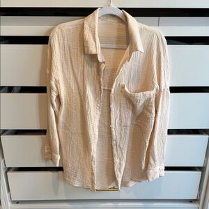 Light Beige Gauze Button-Up Shirt
